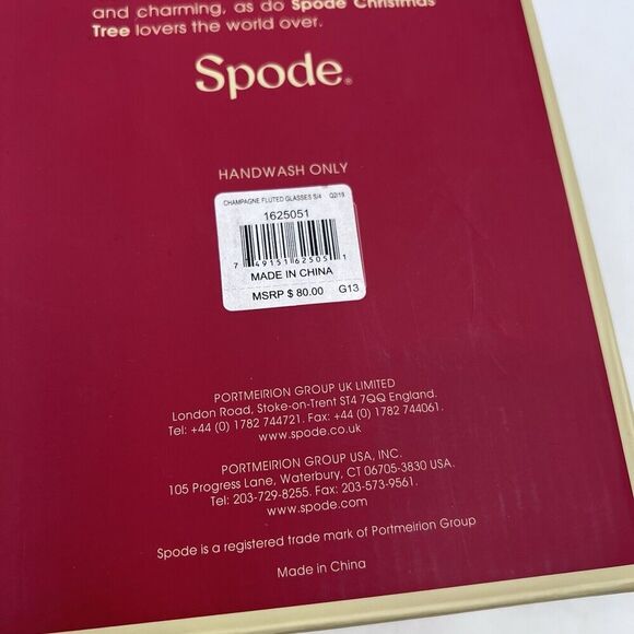 Spode Christmas Tree 8 oz. Champagne Flutes Glasses  Set of 4 - Picture 8 of 9